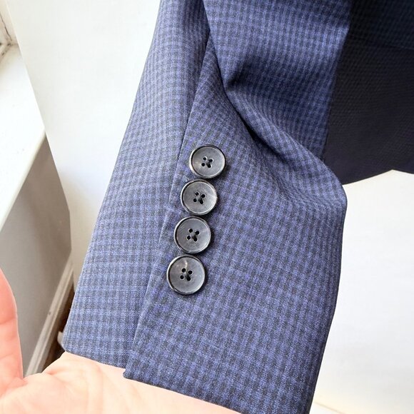 Hugo Boss Johnston/Lenon Classic Fit Wool Suit navy checkered Men’s Size 40L - Picture 8 of 16